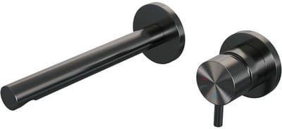 Brauer Gunmetal Edition Inbouw Wastafelmengkraan met Rechte Uitloop en Rozetten Model B1 Gunmetal Geborsteld PVD