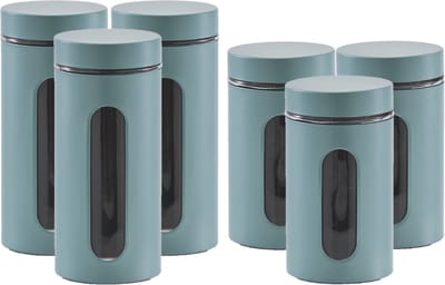 Zeller - 6x keuken voorraadpotten rvs - 2 formaten 900 ml en 1200 ml