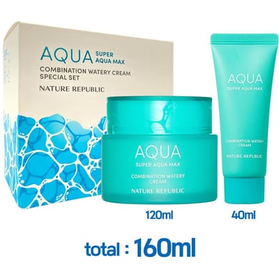 Nature Republic Super Aqua Max Crème Aqueuse pour Peaux Mixtes Set Spécial blue