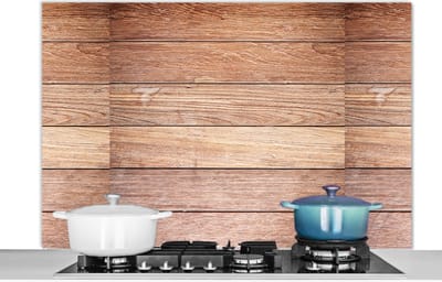 Spatscherm keuken 120x80 cm - Kookplaat achterwand Eikenhout - Planken - Patronen - Muurbeschermer - Spatwand fornuis - Hoogwaardig aluminium