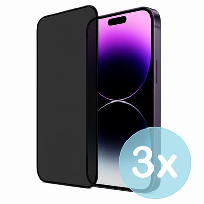 Privacy Screenprotector Geschikt voor iPhone 14 Pro Max – Anti-Gluren – Krasbestendig Gehard Glas 9H – Volledige Dekking – 3-Pack – FuturiQ