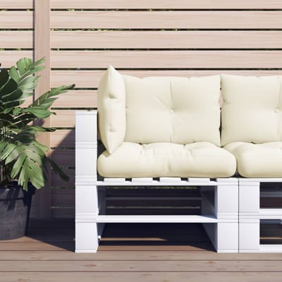 vidaXL - Palletkussens - 3 - st - stof - crèmekleurig