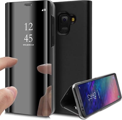 Hoesje geschikt voor Samsung Galaxy A6 2018 - Book Case Spiegel Zwart