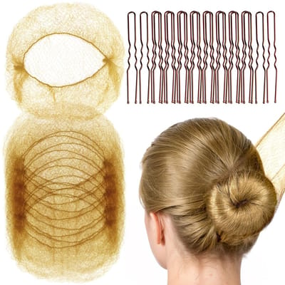 Haaraccessoires set - Haarklemmen - Haarelastiekjes / Scrunchie -Lichtcafébruin 50 stuks + 50 U-haarklemmen -Geschikt voor kort en fijn haar.