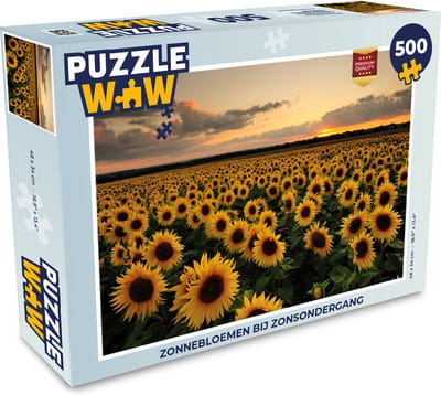 Puzzel Zonnebloemen bij zonsondergang - Legpuzzel - Puzzel 500 stukjes