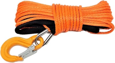 Touw met haak - Winch touw - Voertuigen verplaatsen - Synthetisch HMPE vezel - 3500 kg trekvermogen - Oranje