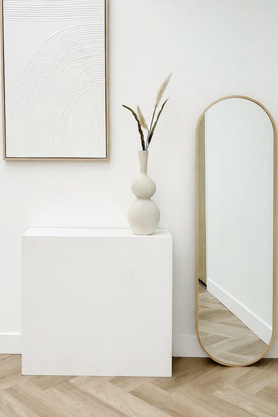 Nordic Style® Ovale spiegel 150x45cm - Naturel Eiken hout - Scandinavische Spiegels - Ovaal - Pas spiegel - Staande spiegel - Kleedkamer spiegel - Pas