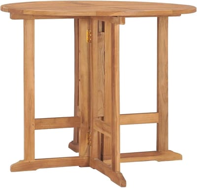 Tuintafel Klapbaar - Terrastafel Rond - Buiten Eten - Massief Teak - 90x75 cm - Houtkleur