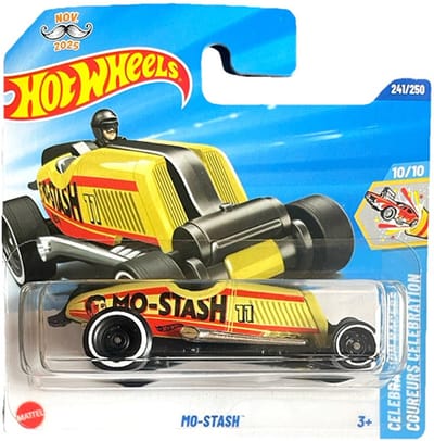 HOT WHEELS MO TASH MUSTACHE RACER VANILLE RED 241/250 1:64 34/250 HW CELEBRATION RACERS 10/10 SHORT CARD 2026