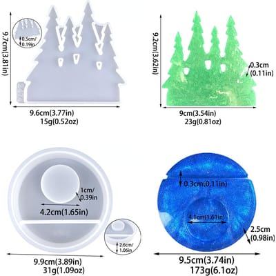 2 pièces, Inserts de bougeoir Pine Grove, Moules à gouttes en cristal, Bricolage, Forme d'arbre de pin, Inserts de bougeoir, Moules en silicone, Blanc, Cadeaux d'amateur faits à la main, Pack of 2 blanc