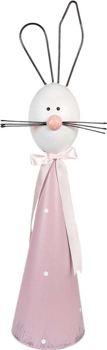 Clayre & Eef Decoratie Beeld Konijn 60 cm Wit Roze Metaal