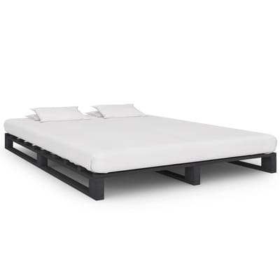 vidaXL - Bedframe - pallet - massief - grenenhout - grijs - 120x200 - cm
