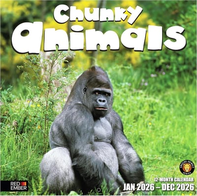 Chunky Animals 2026 Wandkalender 12 maanden - 30,5 x 61 cm - Dik papier - Cadeau