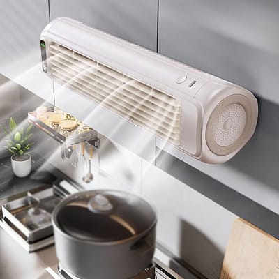 KZQ Mini Draagbare Luchtkoeler Met Digitaal Display Stil Oplaadbaar Voor Slaapkamer Kantoor En Kamperen Abrikooswit
