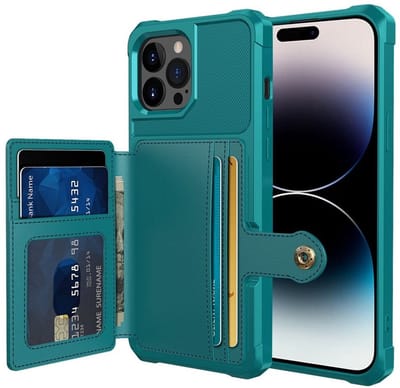 Portemonnee Hoesje Geschikt voor Apple iPhone 14 Pro Max - Back Cover met Pasjeshouder - Telefoonhoesje voor Pinpas - Kaarthouder op Achterkant - Case met Magneet Groen
