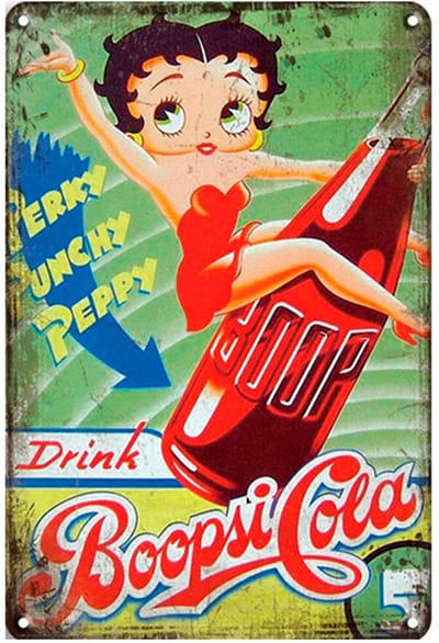 Signs-USA - Eten - Drinken Sign - metaal - Betty-Boop-Cola - 20 x 30 cm