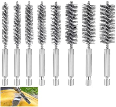 Cylinder draadborstels set van 8 stuks, geschikt voor het reinigen van cilinders en leidingen, diverse diameters van 8mm tot 15mm