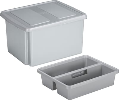 Sunware Opslagbox met deksel en organiser - 32 liter - lichtgrijs