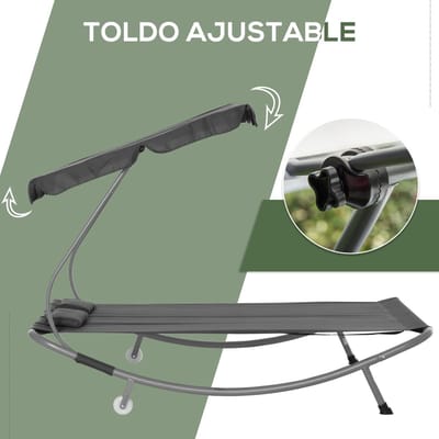 QUESTYR Dubbele Tuinligstoel met Luifel – 200×175×134 cm – Inclusief 2 Kussens – Lichtgrijs – Stalen Frame – Luxe Duo Ligbed voor Tuin & Terras