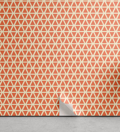ABAKUHAUS Orange peelable & adhesive behang voor thuis, Groovy Soft Triangles, zelfklevende woonkamerkeukenaccent, 33 cm x 250 cm, Pale Orange Ivoor