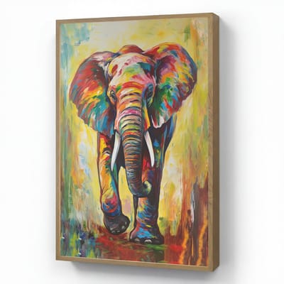 Wandlamp 60x90 cm - Oplaadbaar - Olifant - Kunst - Schilderij - Dieren - Regenboog - Wandlampen binnen woonkamer - Slaapkamer lamp - Decoratieve nachtlamp - Vloerlamp draadloos