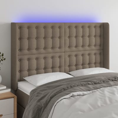 vidaXL - Hoofdbord - LED - 147x16x118/128 - cm - stof - taupe