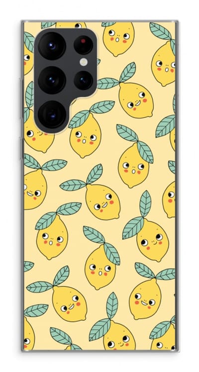 Hoesje geschikt voor Samsung Galaxy S22 Ultra hoesje - Citroenen - Soft Cover Telefoonhoesje - Bescherming aan alle Kanten en Schermrand