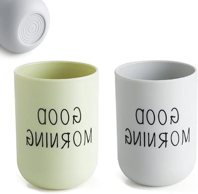 Set van 2 Tandenborstelhouders, Plastic Tandenborstelbekers voor Reizen, Camping en Badkamer, Ideaal voor Opbergen en Organiseren (Grijs, Blauw + Groen)