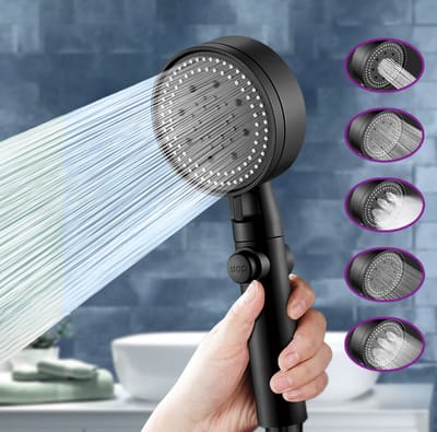 Waterbesparende Douchekop - Handdouche met Drukverhoging - Douchekop - Shower Head - Hoge Druk - Zwart - LOUZIR