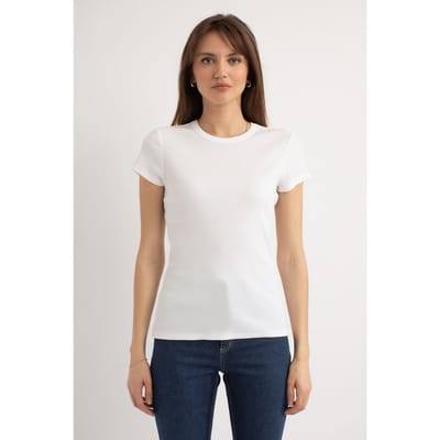Josephine & Co Harley Ss Rib T-shirt White Size: XS | T-Shirts Outlet | Dames | Wit