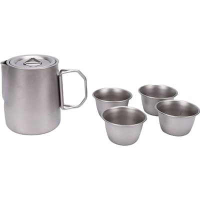 Service à thé en acier inoxydable avec infuseur 350 ml Théière 50 ml Tasses à thé Sac portable pour le camping en plein air la randonnée gray
