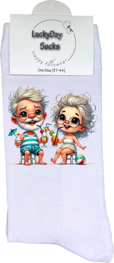 Liefste Oma Opa - Grappige sokken - Origineel cadeau - Verjaardag cadeau - Sint cadeau - Leuke sokken - Cocktail - Vrolijke sokken - Grappig cadeau - Pensioen cadeau - Kerstcadeau - Vaderdag - Moederdag - Vakantie - Reizen - Socks maken Happy - 37-44