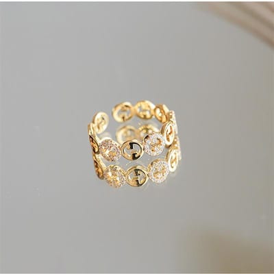Koreaanse Mode Trendy Licht Luxe Verstelbare Ring Dames Niche Ontwerp Woord Persoonlijkheid Wijsvinger Ring Sieraden Accessoires resizable beige
