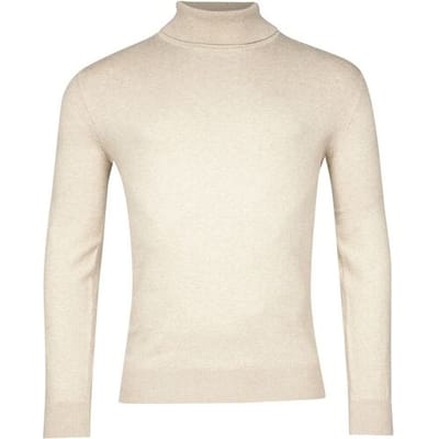 Baileys Trui Pima Cotton Uni Color Single Knit Rollneck Beige / male