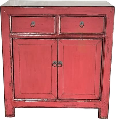 Fine Asianliving Antieke Chinese Kast Koraal Roze High Gloss B83xD40xH90cm Chinese Meubels Oosterse Kast