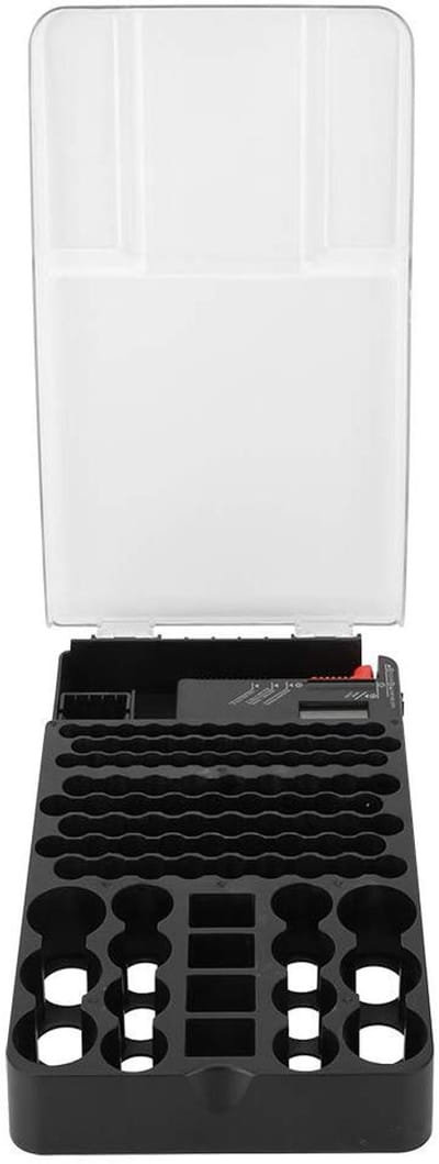 Batterij Organizer - Opbergkoffer Tester - Batterijen Sorteren - Ingebouwde Tester - 99 Batterijen - Zwart