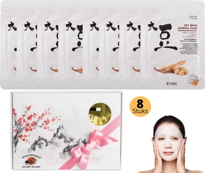 Mitomo Soy Bean Essence Giftset Vrouw - Gezichtsmaskers - Skincare - Geschenkset Vrouwen Verjaardag