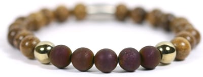 Heren armband robles hout - agaat - IbizaMen - 21cm
