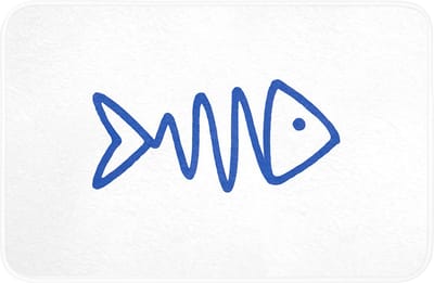 Badmat 60x40 cm - Antislip - Vis - Minimalistisch - Blauw - Lijn - Badmatten voor badkamer - Badkamermat - Douchemat - Badkamer mat