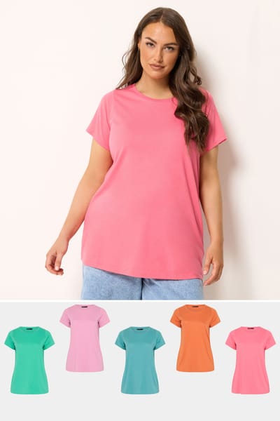 Yours 5Pack Roze En Oranje Tshirts Size 42