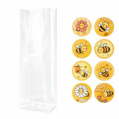 25x Uitdeelzakjes met Lente stickers | Blokbodem | 60 x 50 x 200 mm | Traktatiezakjes | Kinderfeestje | Cellofaanzakjes | Cadeauzakjes | Snoepzakjes | Plastic Zakjes | Uitdeelzakjes kinderen | Cadeauzakjes Kinderen | Verpakkingszakjes Uitdeelcadeaus