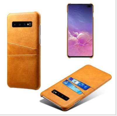 Back Cover met Opbergvakjes + PMMA Screenprotector voor Galaxy S10+ _ Bruin