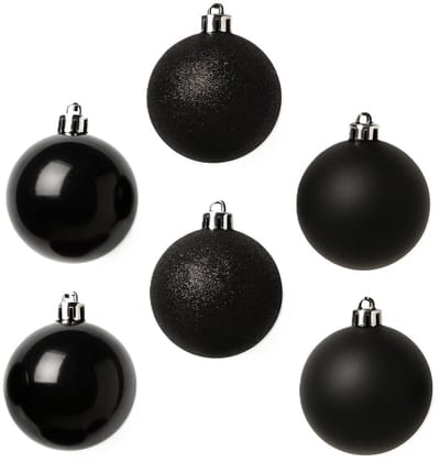 Cosy&Trendy Kerstballen Ø 8 cm - Zwart assorti - Set-6