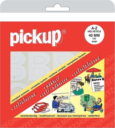 Pickup plakletters boekje Helvetica wit - 40 mm