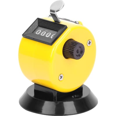 BERM Handteller 4 Cijfers ABS Plastic Schaal Mechanisch Handheld Telinstrument met Haak geel