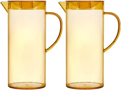 Home Deco Factory Schenkkan met deksel - 2x - 1.1 L - geel - kunststof