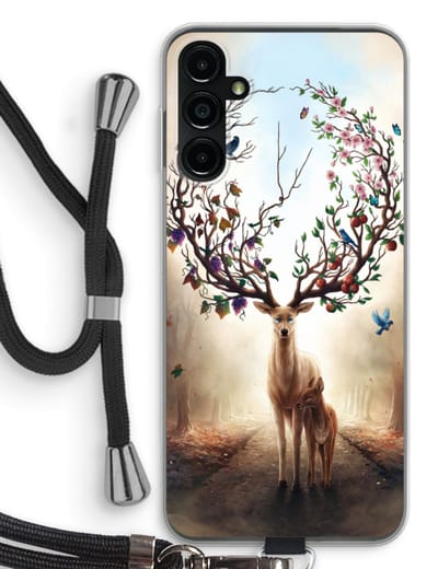 Case Company® - Hoesje met koord geschikt voor Samsung Galaxy A14 hoesje met Koord - Seasons Change - Telefoonhoesje met Zwart Koord - Bescherming aan alle Kanten en Over de Schermrand