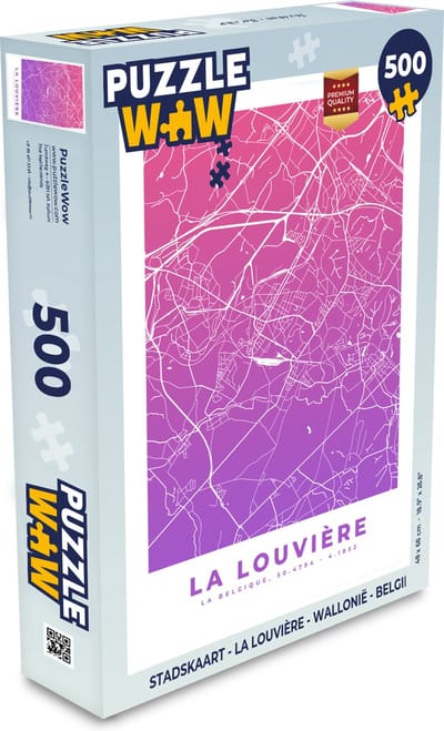 Puzzel Stadskaart - La Louvière - Wallonië - België - Legpuzzel - Puzzel 500 stukjes - Plattegrond