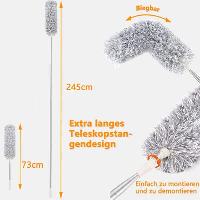 Telescopische Stofdoek met Buigbare Hoekbezem en Staal Microvezel