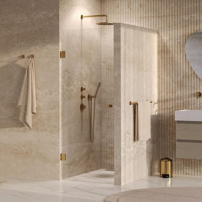 Brauer Void - Carving Nisdeur - Helder Glas - 60 x 200 cm - Omkeerbaar - incl. Glascoating - PVD Goud Geborsteld